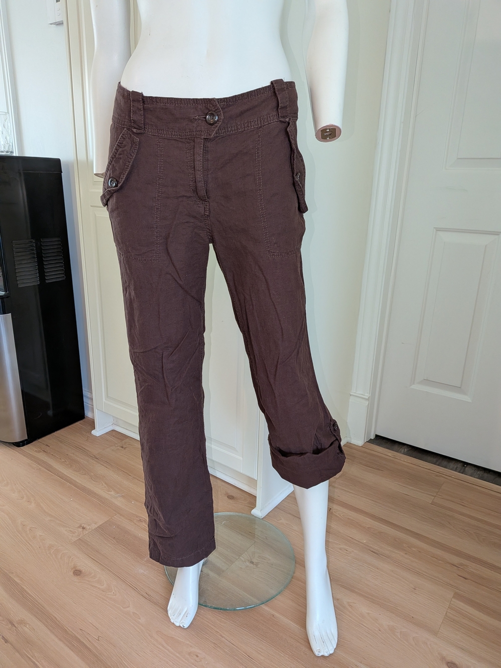 H&M Cropped Utility Cargo Pants in Brown